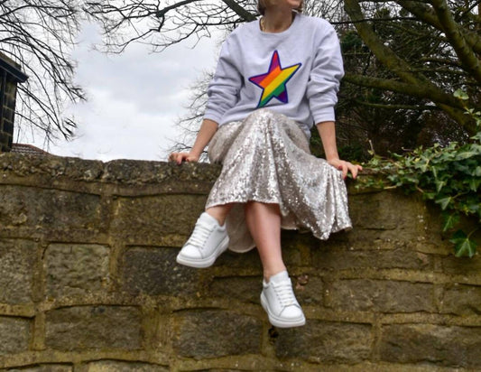 Embroidered Rainbow Star Sweatshirt