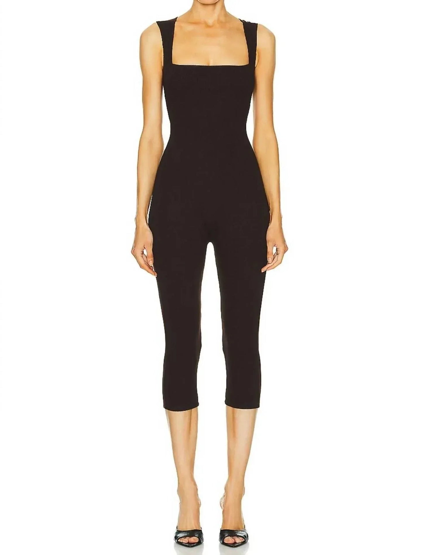 Damen-Jumpsuit mit Glockenhose im Pedal-Pusher-Stil