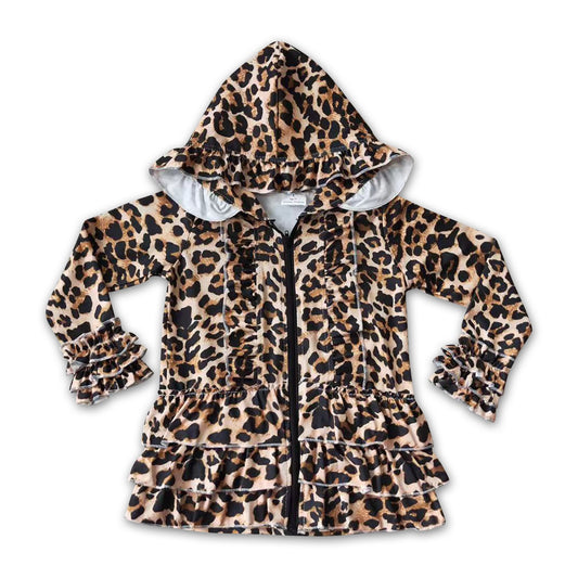 Mädchen Leopard Hoodie Cardigan