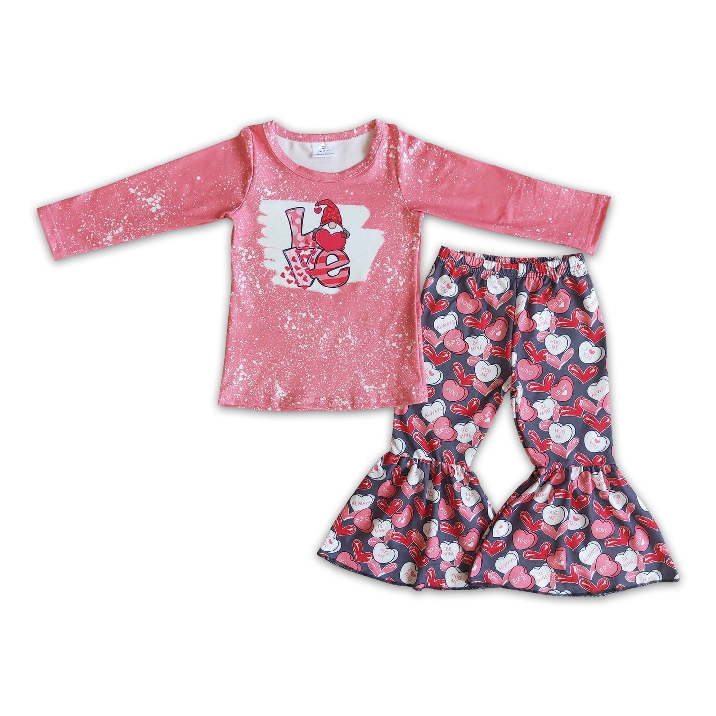 Liebe Gnomies Hemd Herzaufdruck Hose Baby Mädchen Valentinskleidung