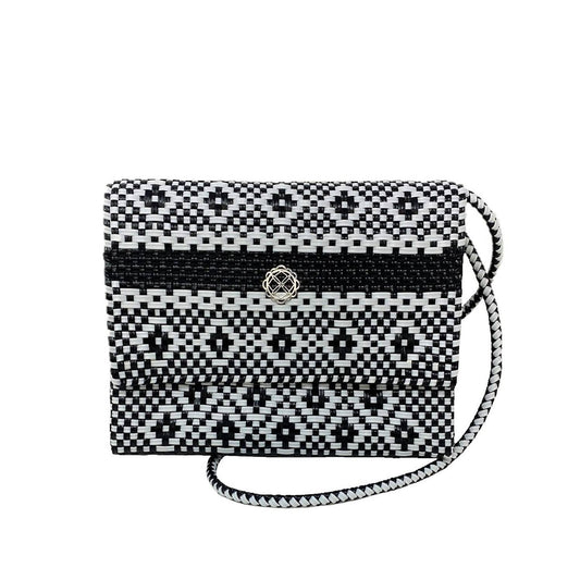 Women's Handmade Aztec Stripe Long Braided Strap Crossbody Bag