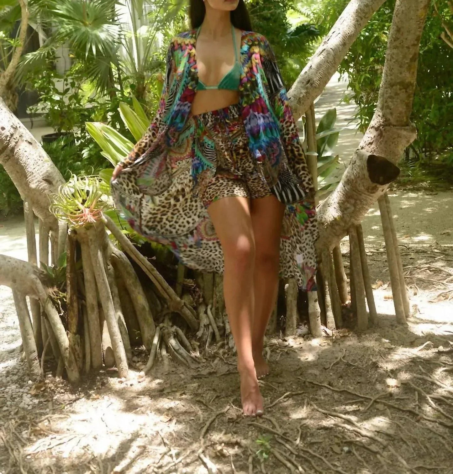 Feder-Leoparden-Shorts