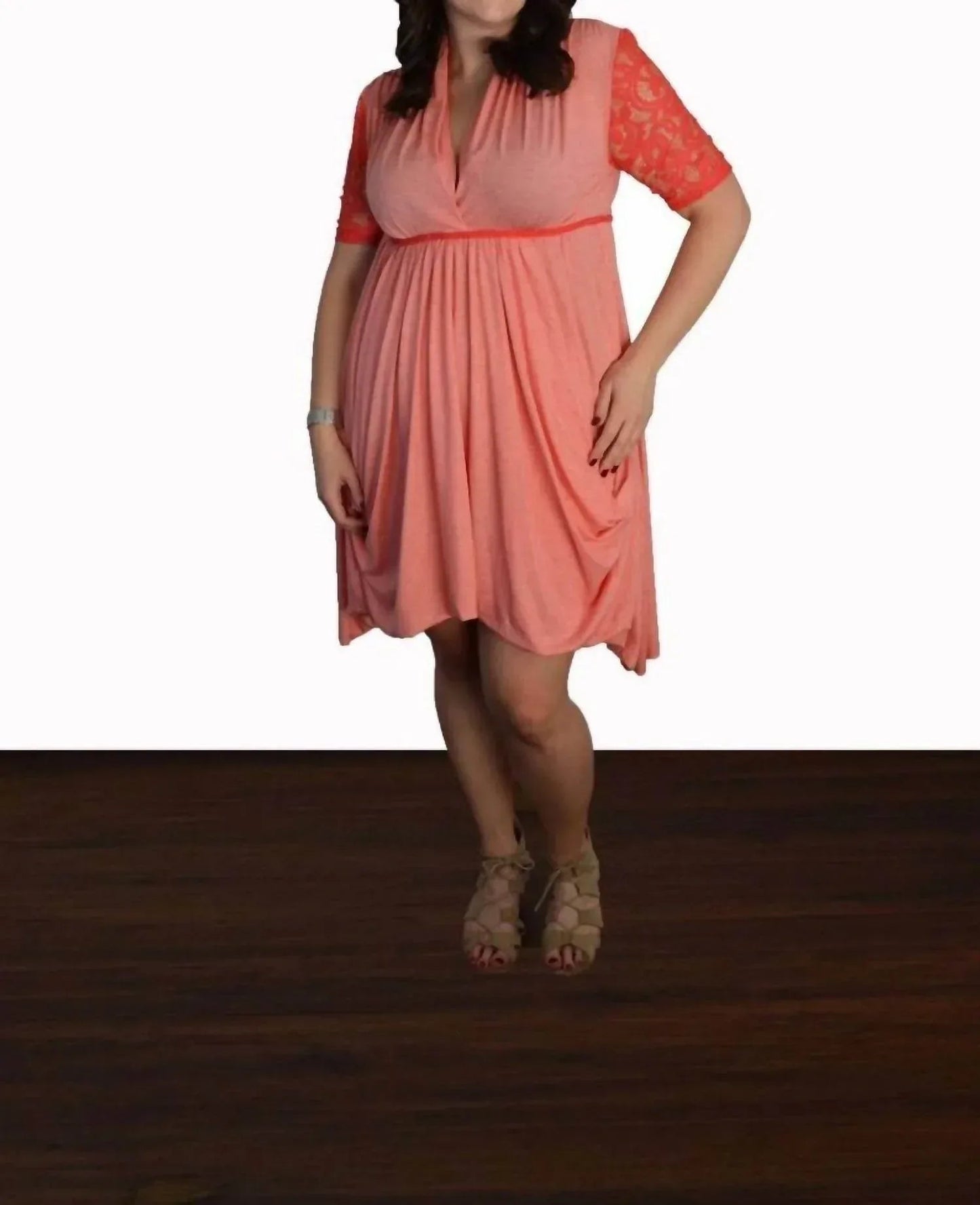 Lace Sleeve Goddess Pocket Dress