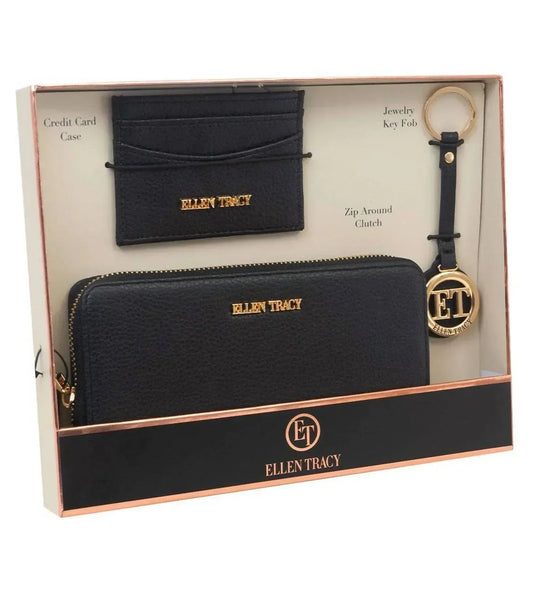3-teiliges Damen-Geschenkset: Geldbörse, Ausweishülle und Schlüsselanhänger in Geschenkbox