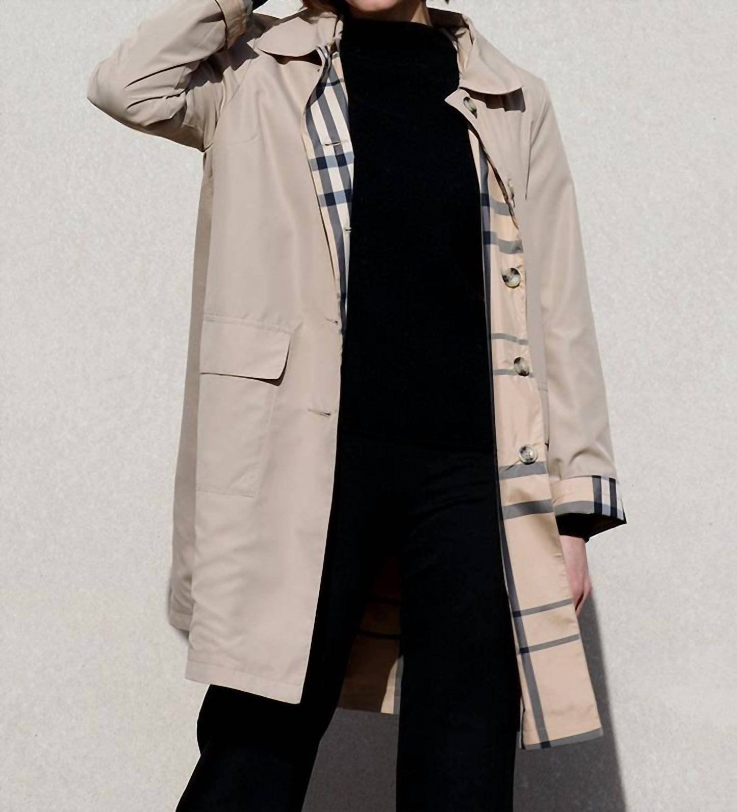 Regenmantel mit abnehmbarer Kapuze Regen-Trenchcoat