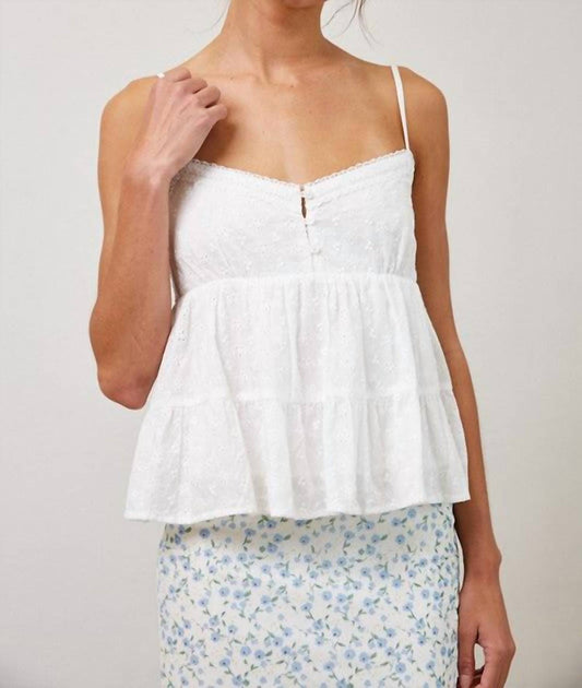 Eyelet Lace Trim Cami Top