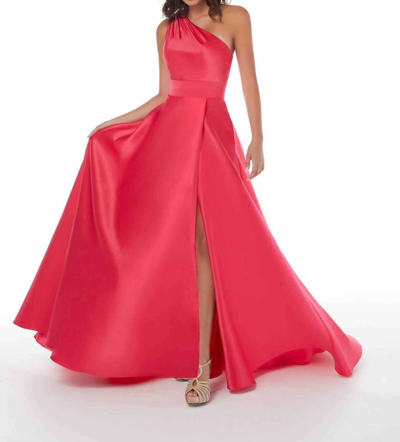 Asymmetrisches, plissiertes Abendkleid