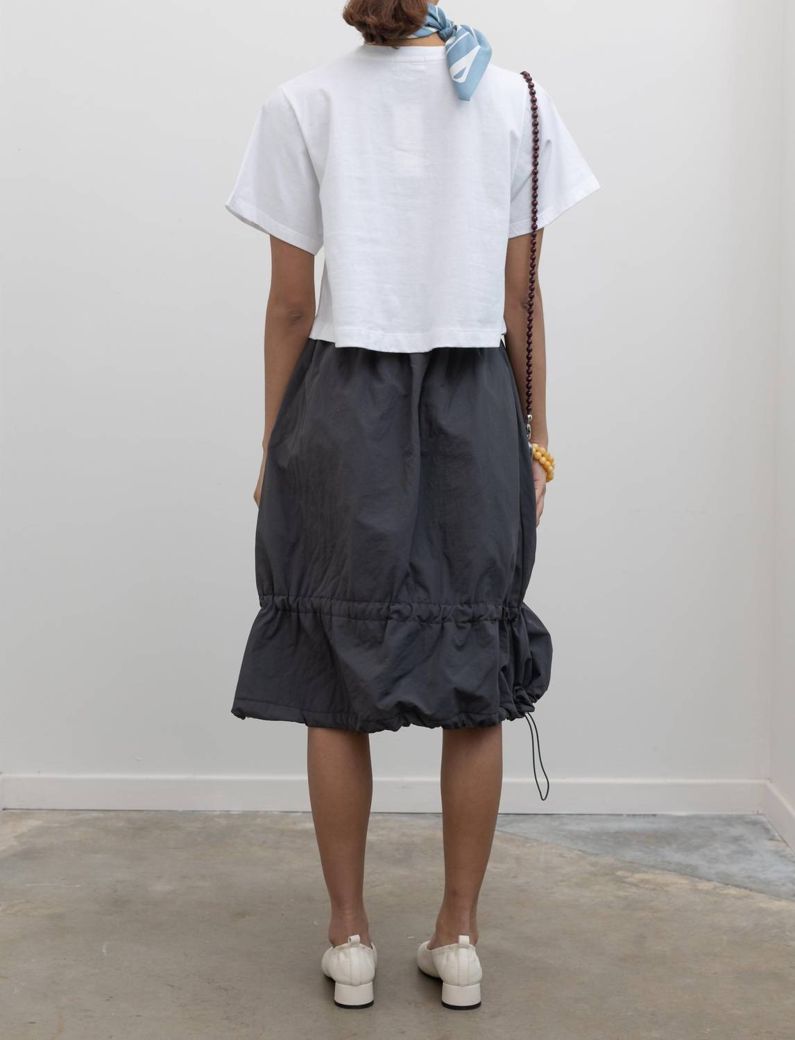 Nylon Bungee Midi Skirt