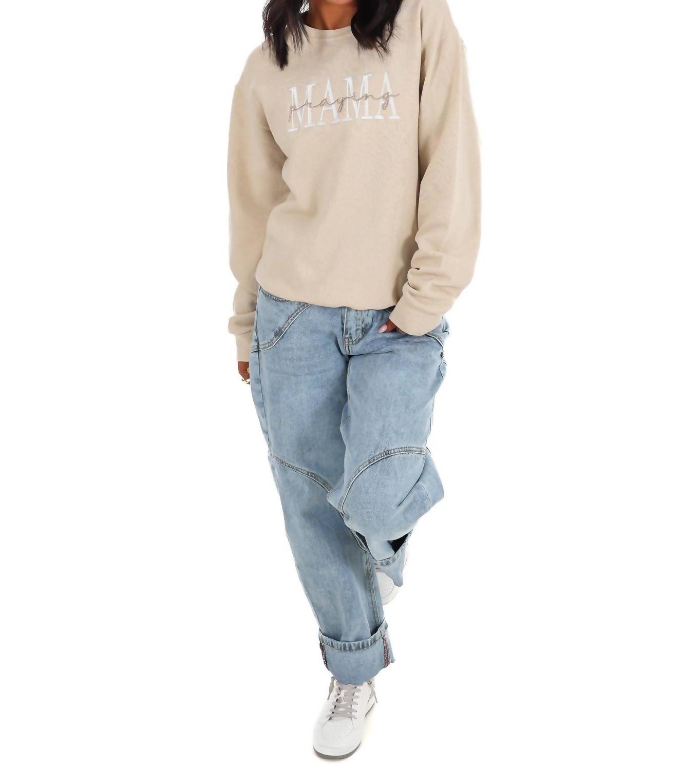 Besticktes Sweatshirt „Betende Mama“