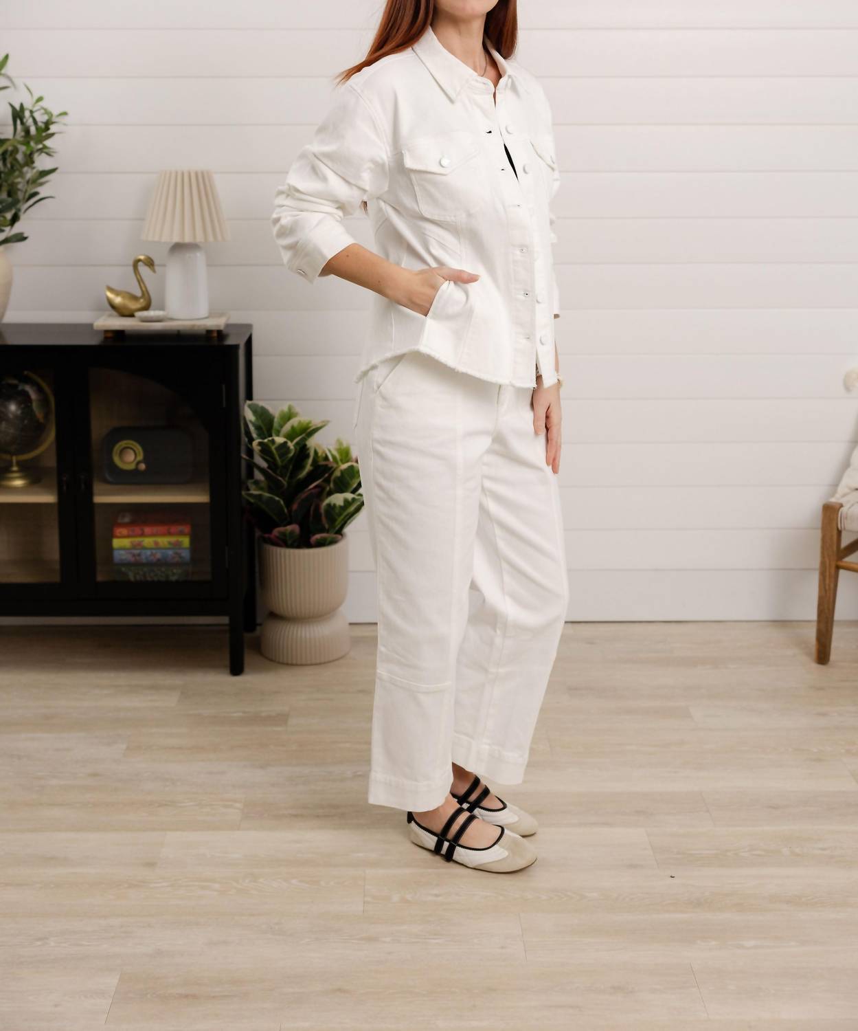 Jeansjacke mit Raffärmeln