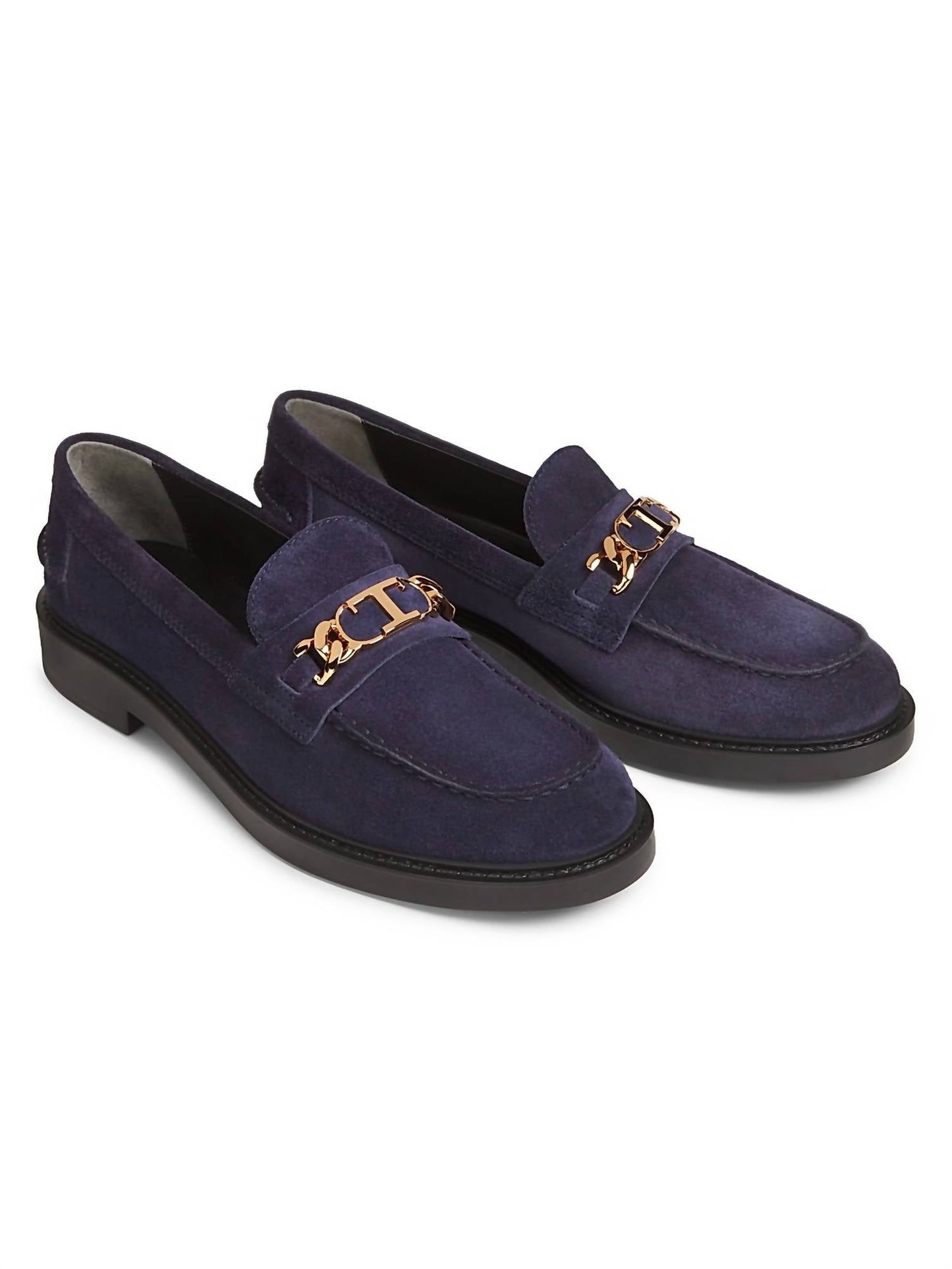 Damen Slipper Mocassino mit T-Kette