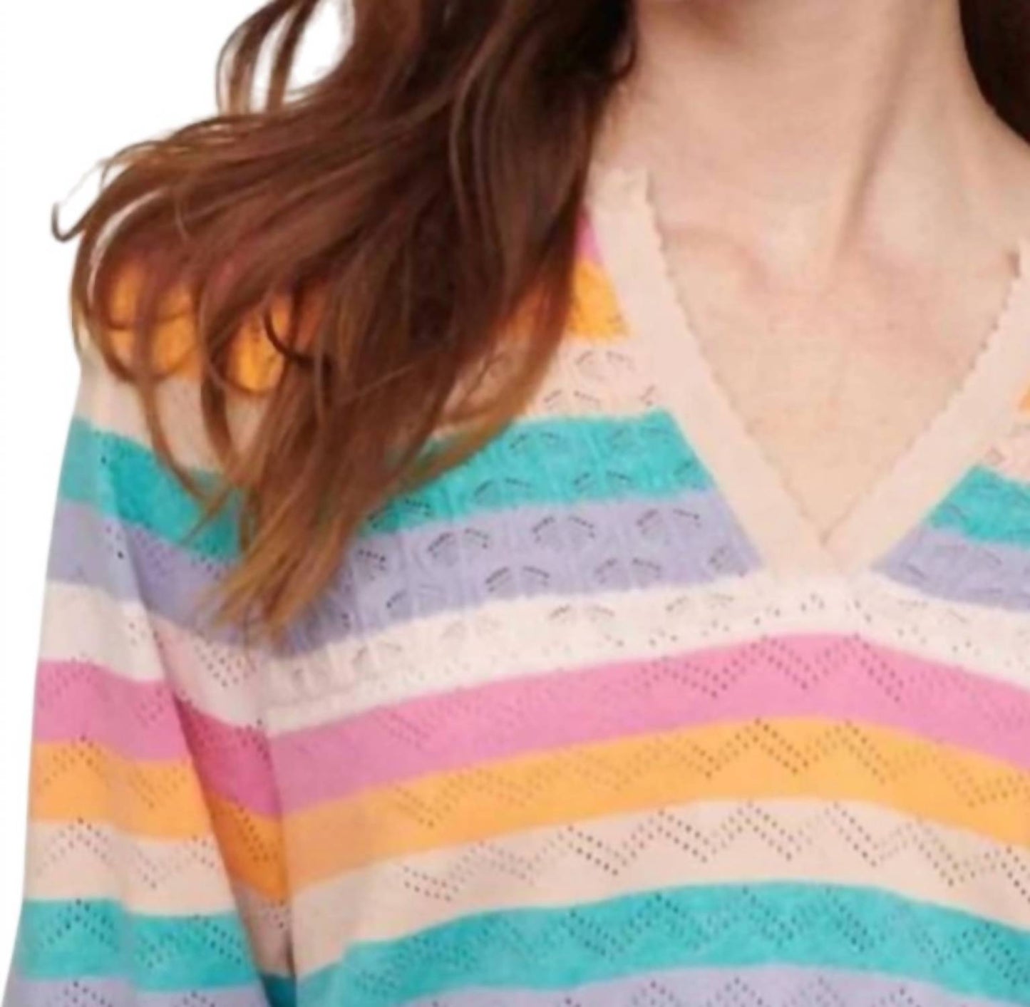 Pullover mit V-Ausschnitt "Peace Stripe"