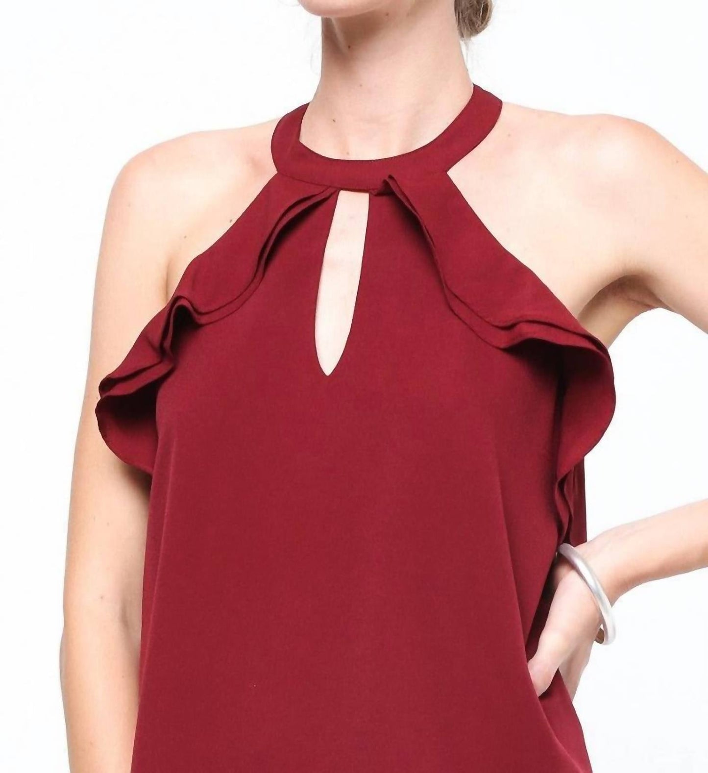Zweilagiges Rüschen-Neckholder-Top