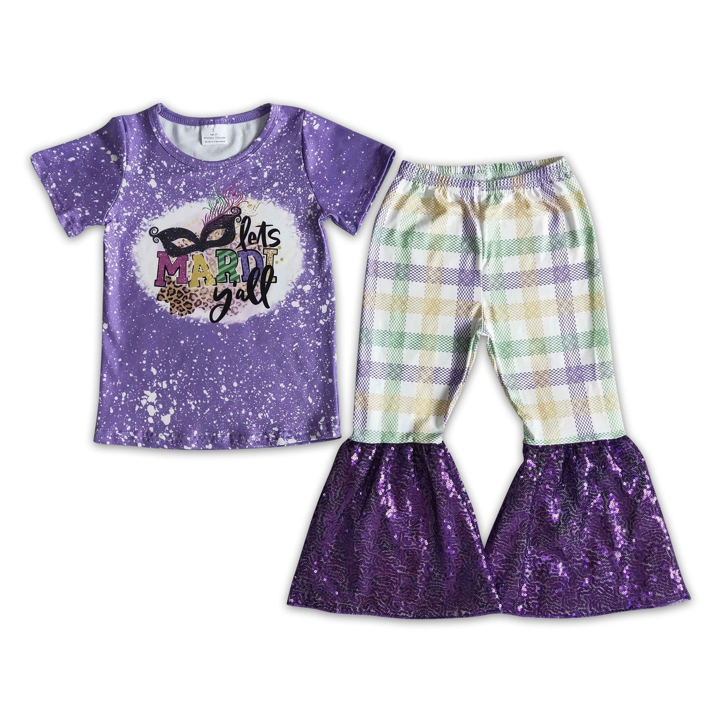 Let's Mardi y'all Shirt Pailletten Schlaghose Mädchen Mardi Gras Outfits