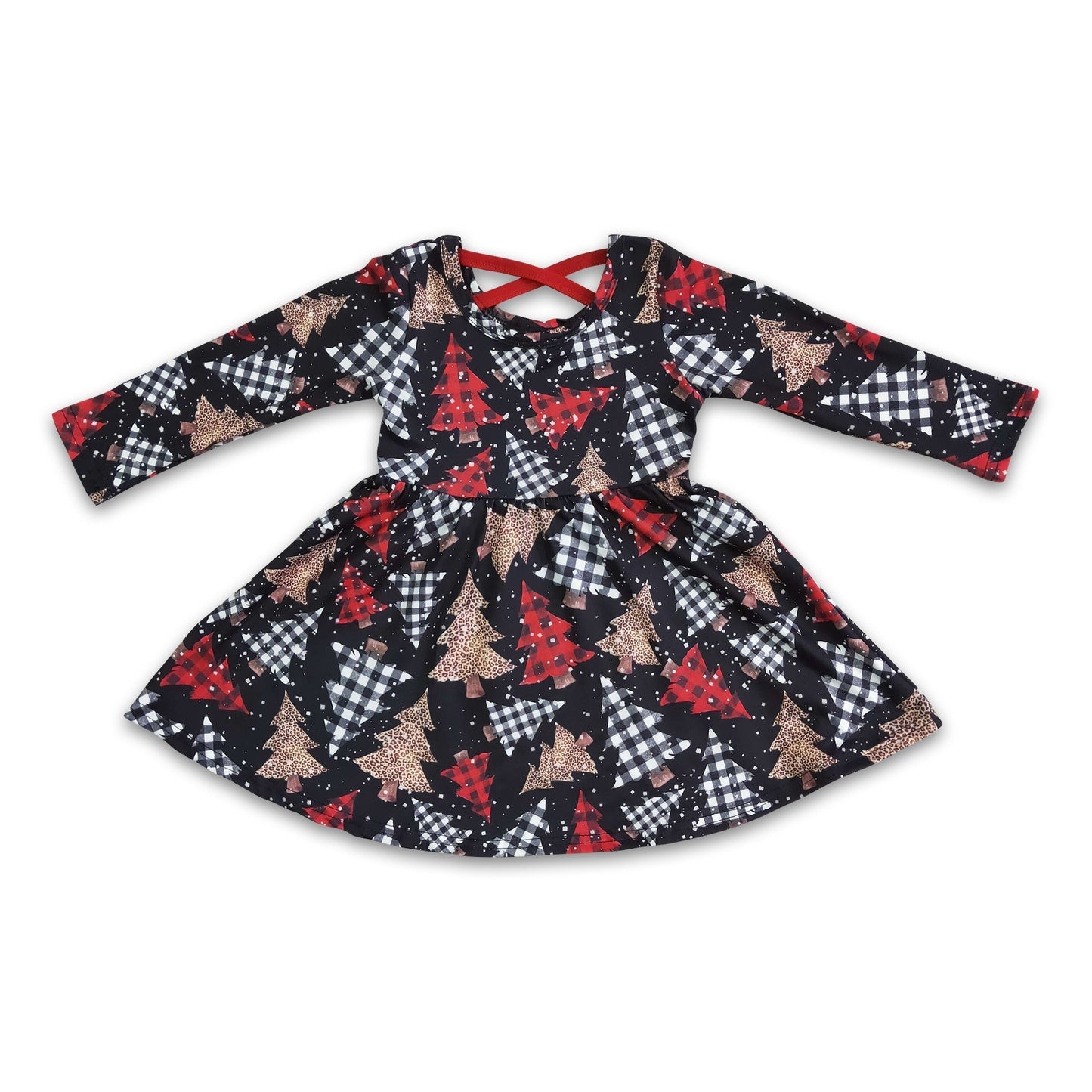 Leopardenmuster Plaid Weihnachten Baby Mädchen Tellerkleider