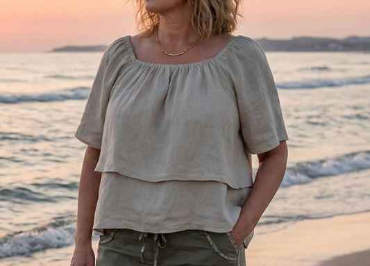 Flowy Off The Shoulder Linen Top