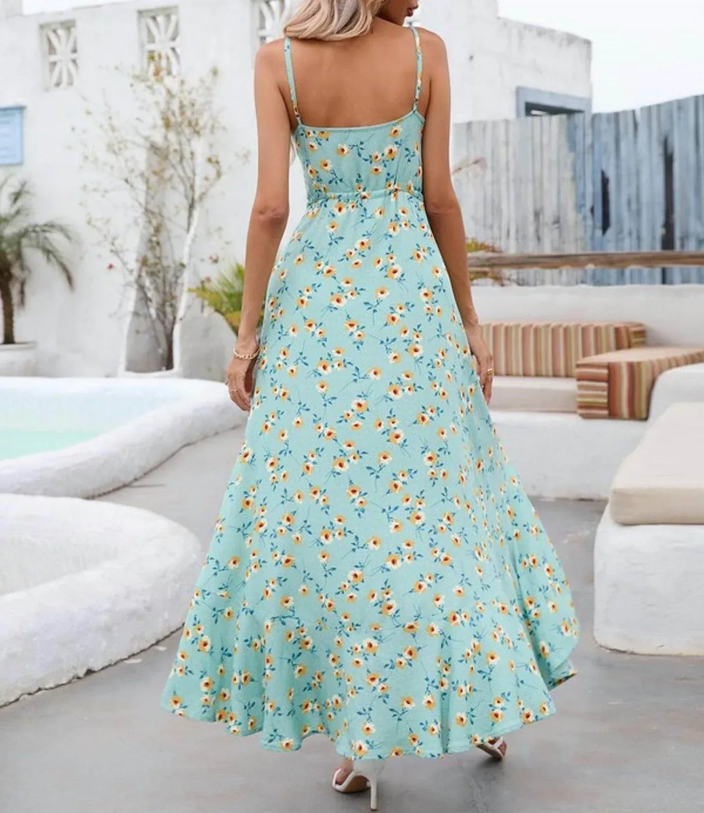 V-Ausschnitt Knopfleistenkleid
