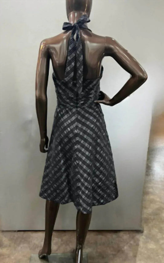 Taft-Cocktailkleid mit Halterneck und Karomuster