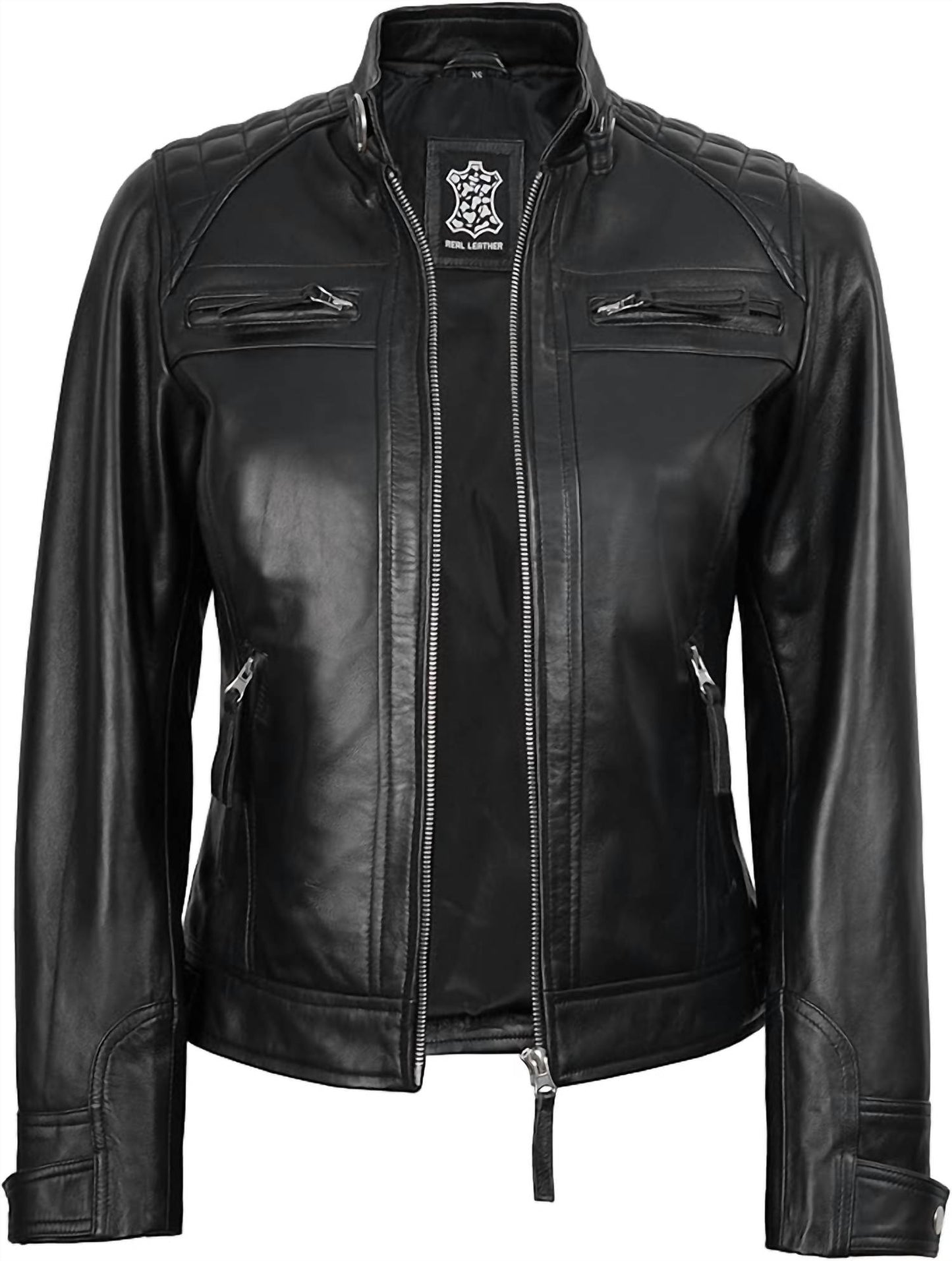 Damen-Lederjacke mit echten Diamanten