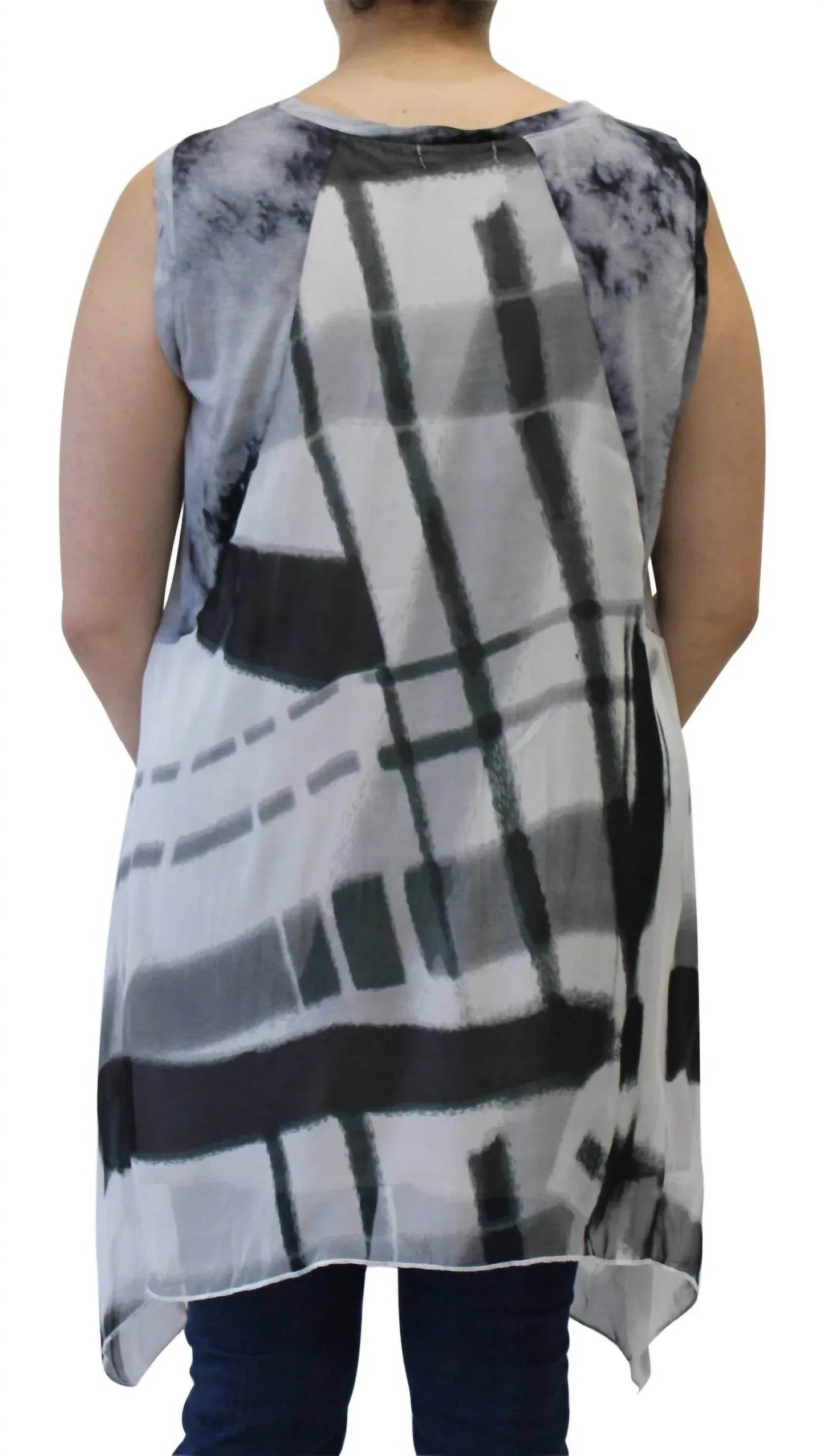 Abstract Sleeveless Patchwork Top