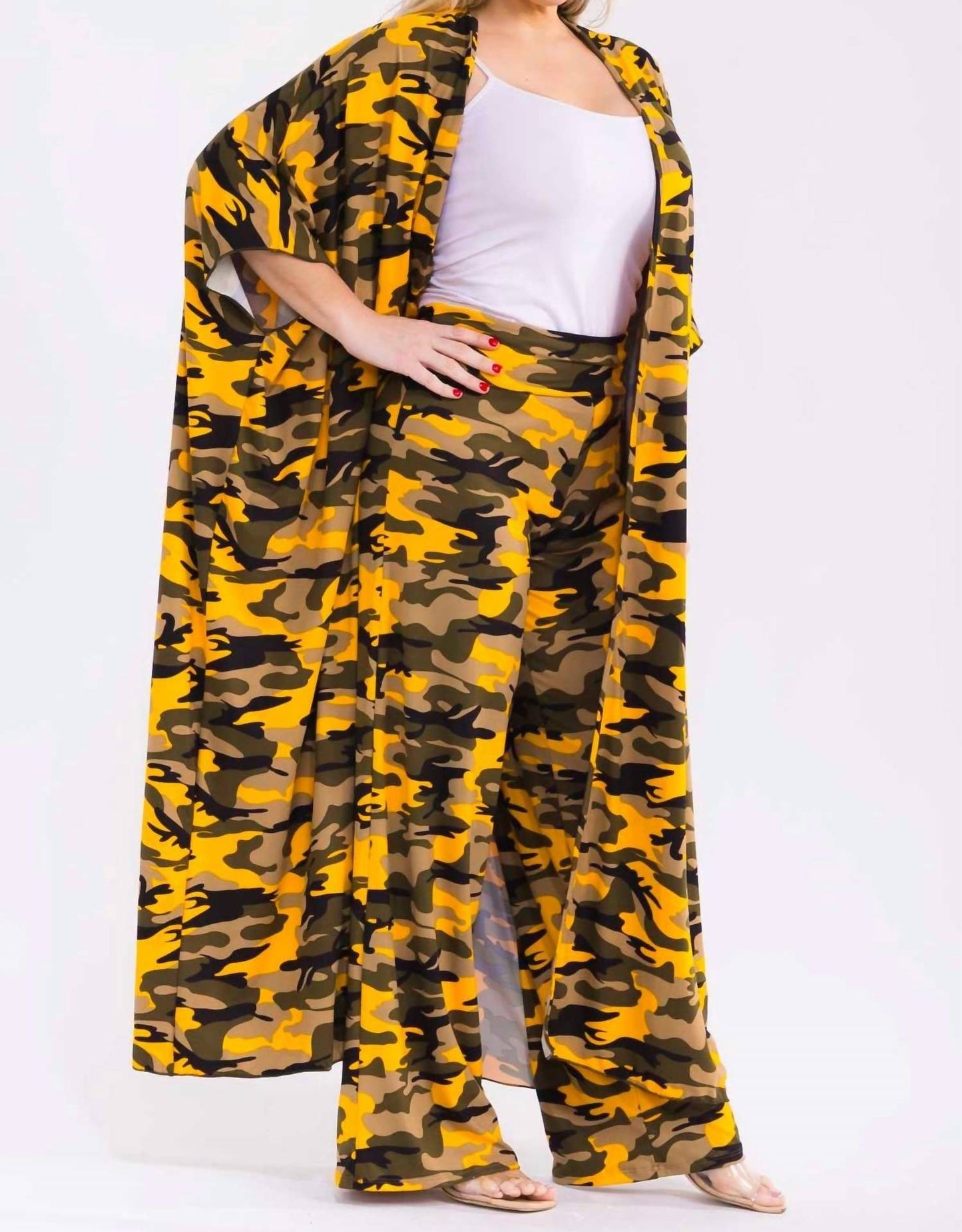 Kaftan- und Hosen-Set mit Camouflage-Muster