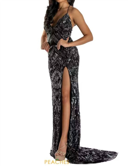 V-Ausschnitt langes Abendkleid