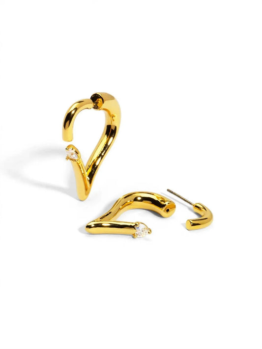 Women's Deconstructed Crystal Heart Hoop Earring