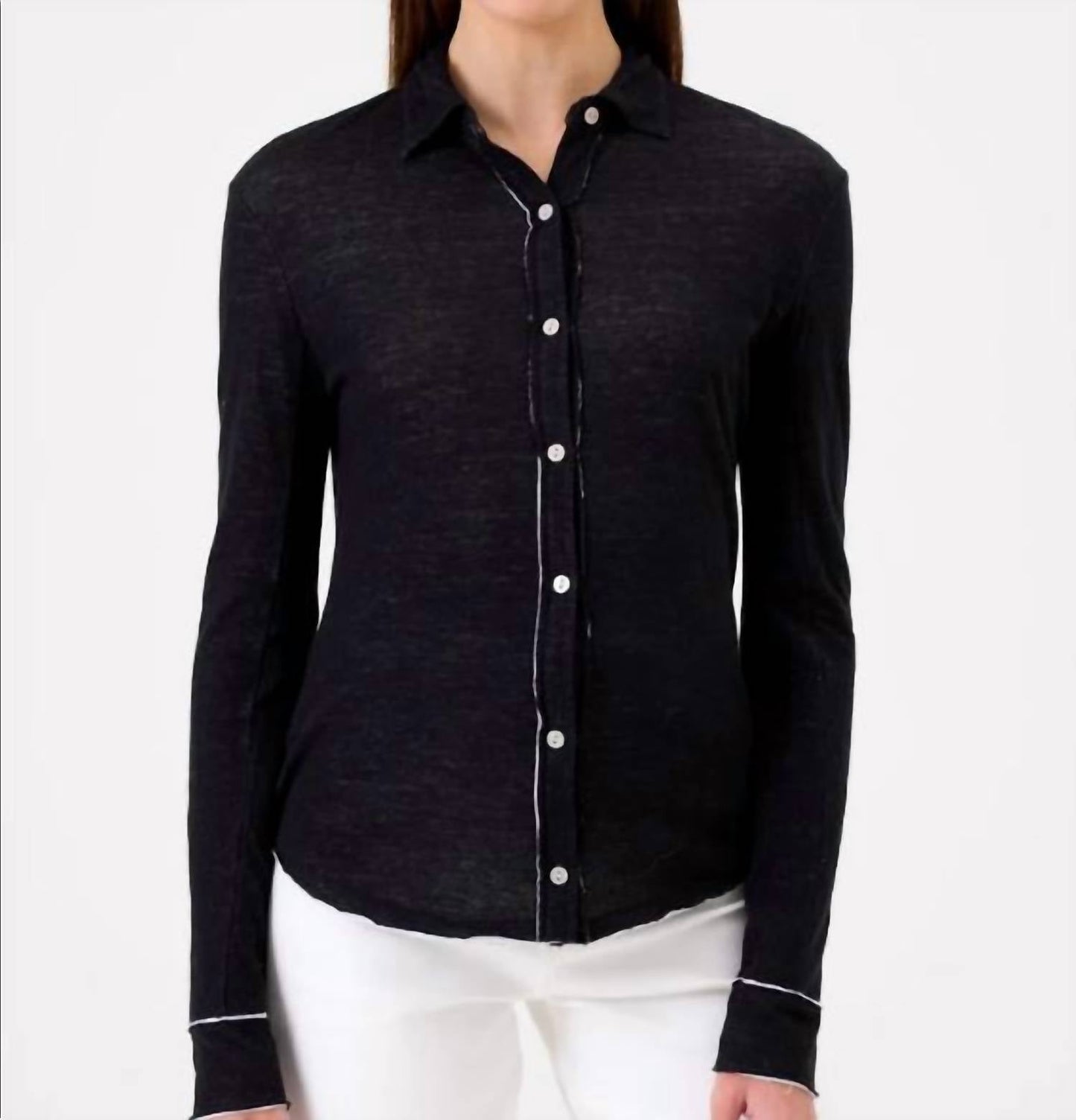 Sienna Double-Layer Jersey-Hemd mit Knöpfen