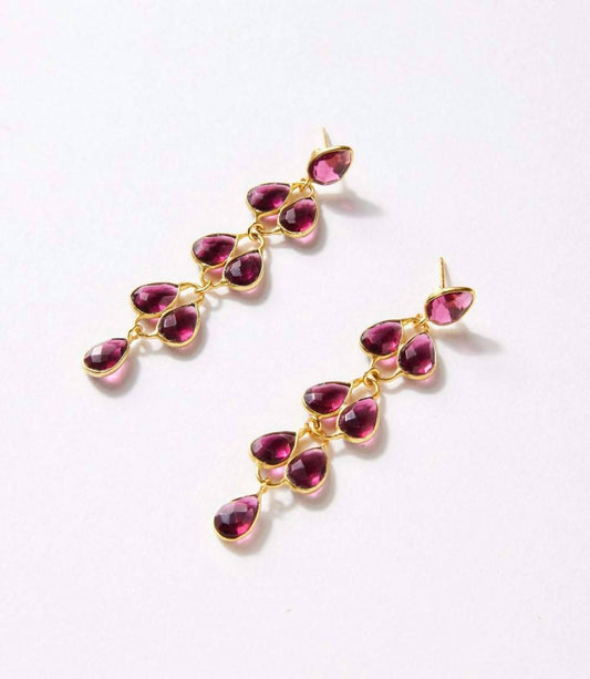 Women's Feather Drop Gemstone Earrings