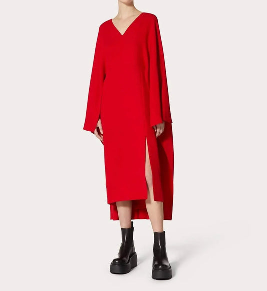 Cady Silk Dress With Cape