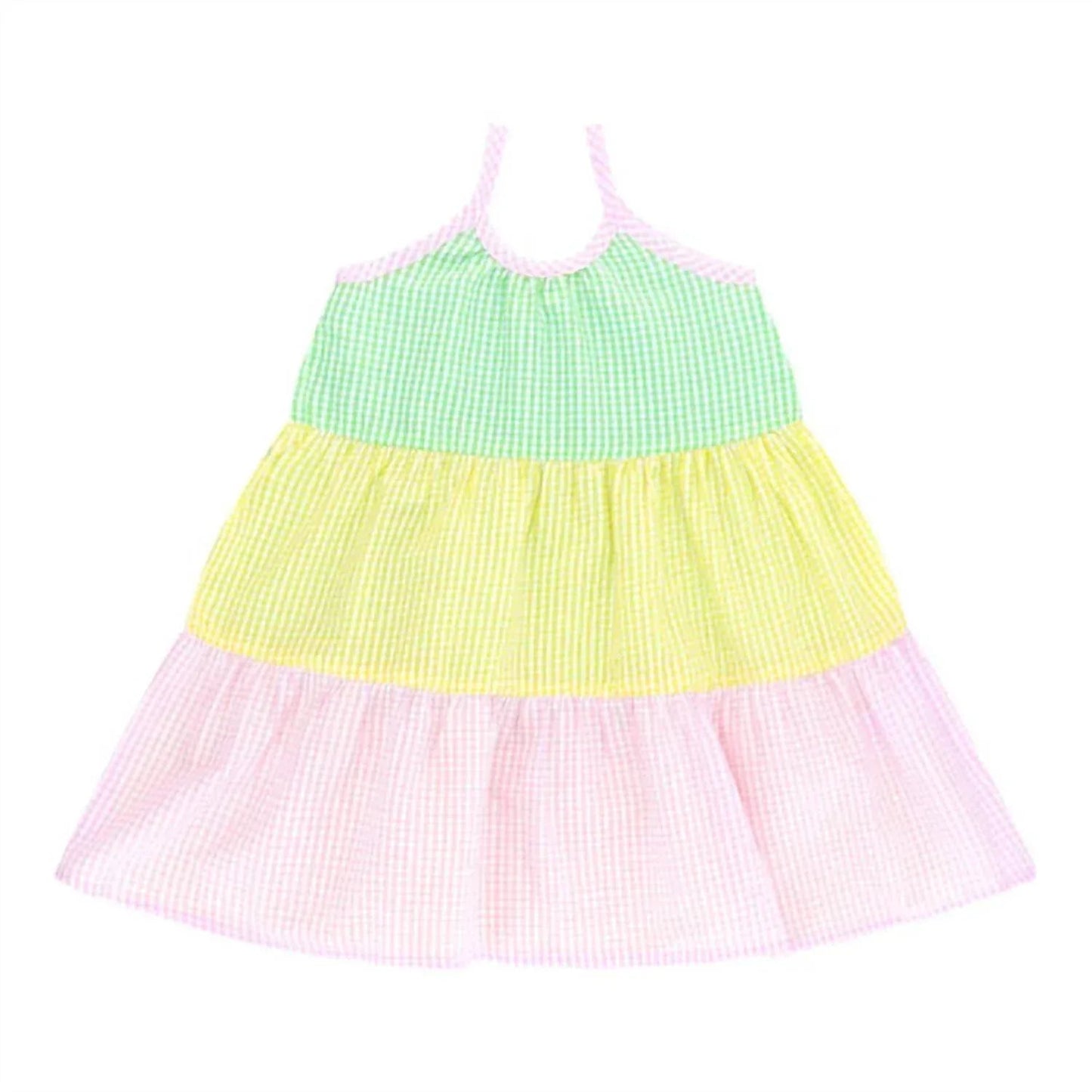 Mädchenkleid mit Vichy-Patchwork-Einsätzen