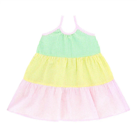 Mädchenkleid mit Vichy-Patchwork-Einsätzen