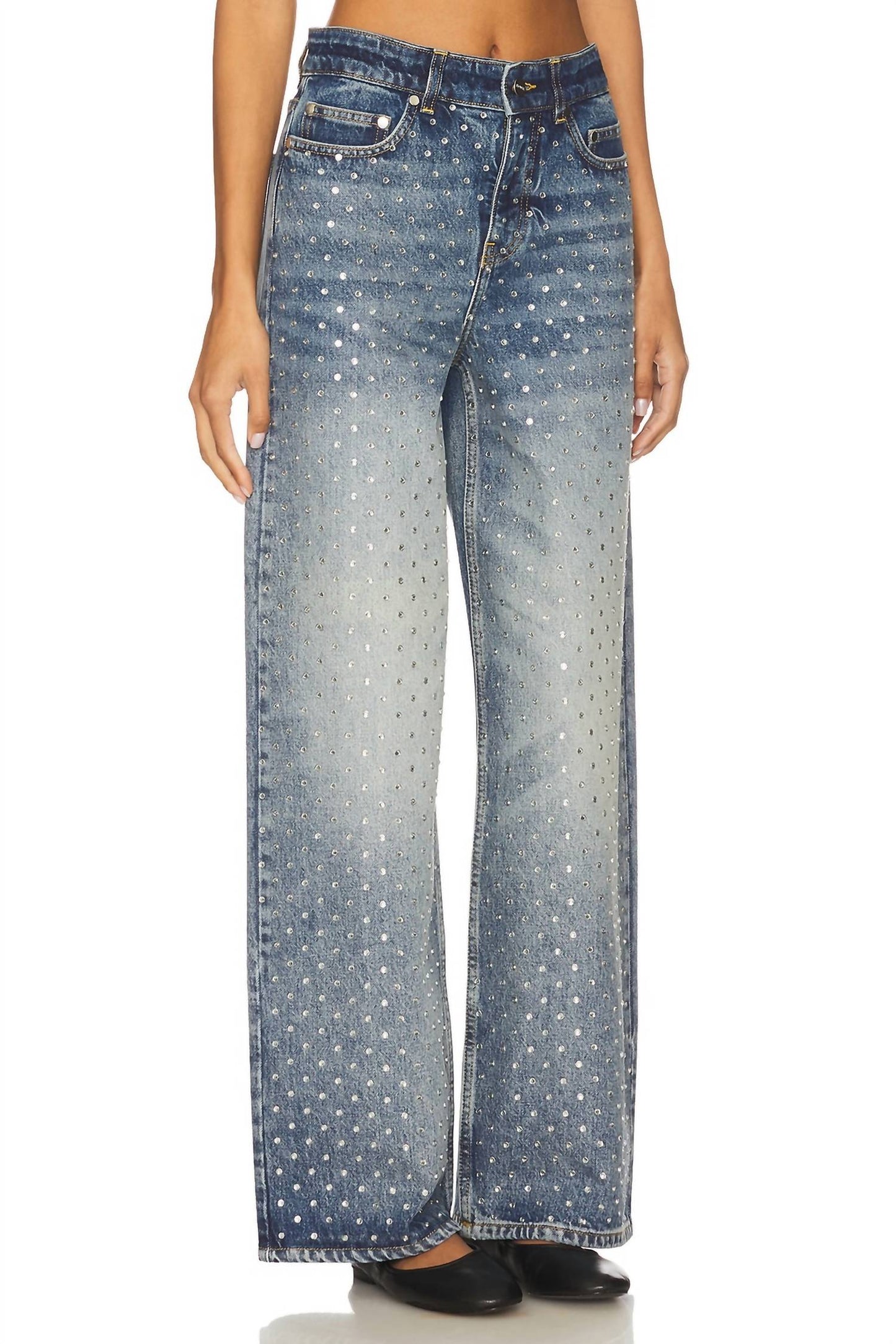 Denim-Jeans mit Kristallnieten