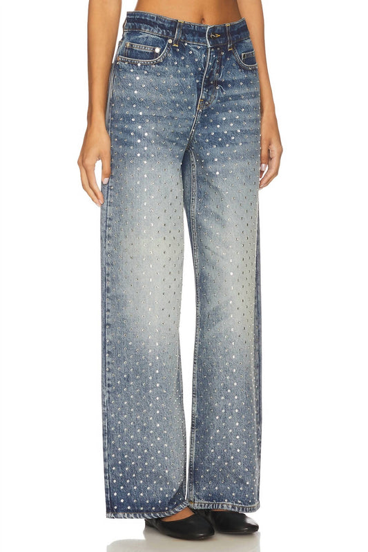 Denim Jeans With Crystal Studs