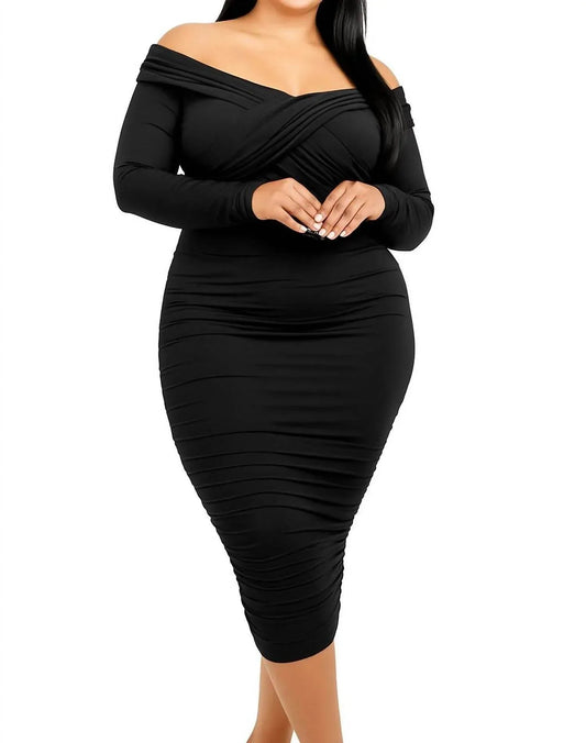 Curve Embrace Ruched Midi Dress