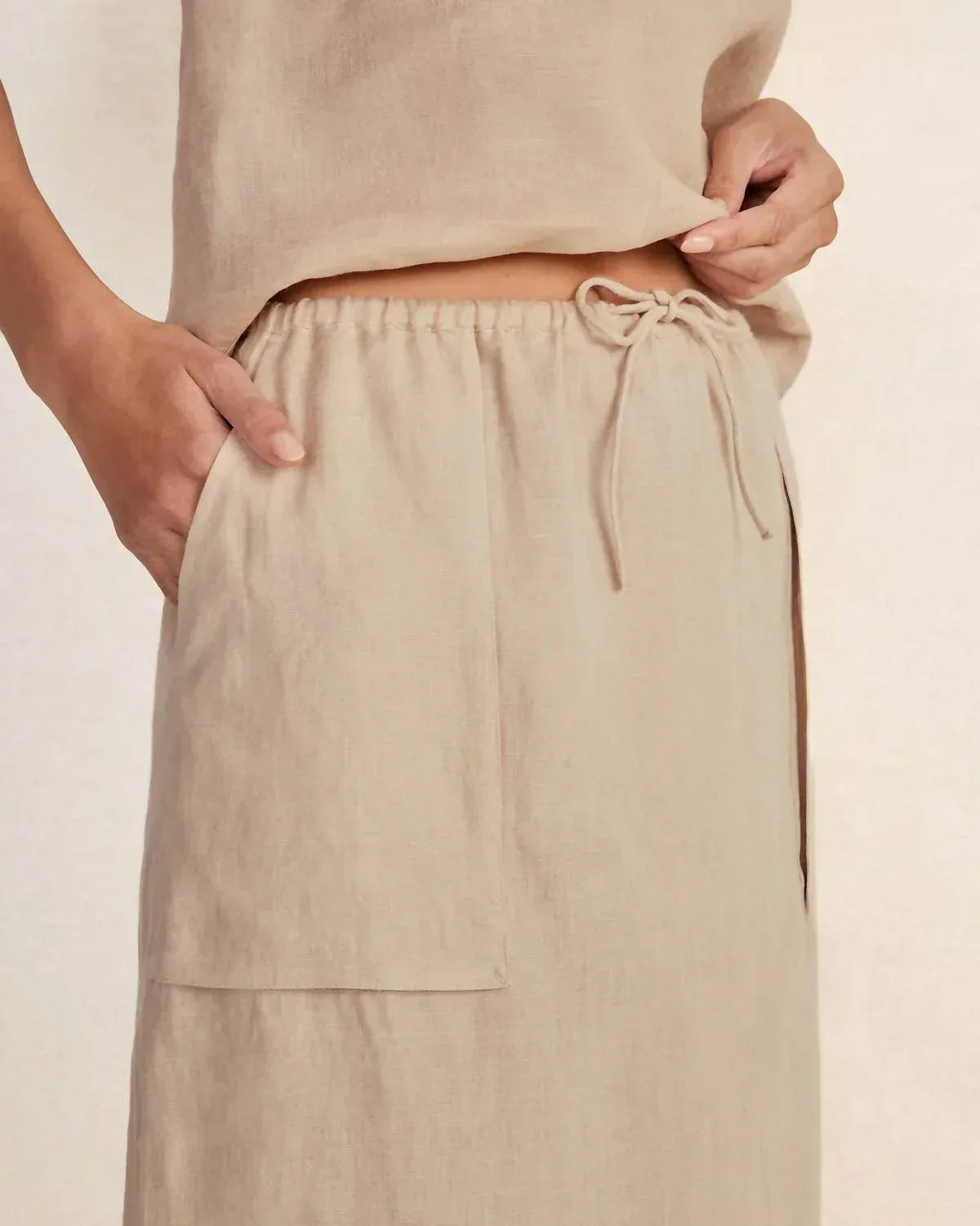 Linen Cargo Skirt