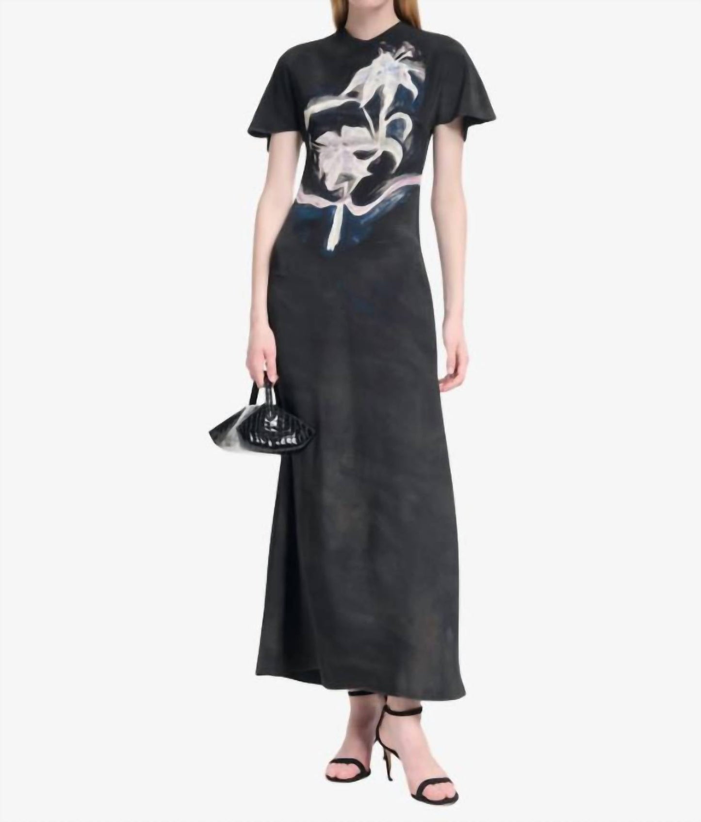 Midi-Kleid aus Seide mit Gänseblümchenmuster