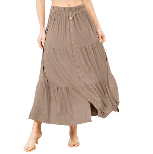 Women's Button Up Long Tier Skirt