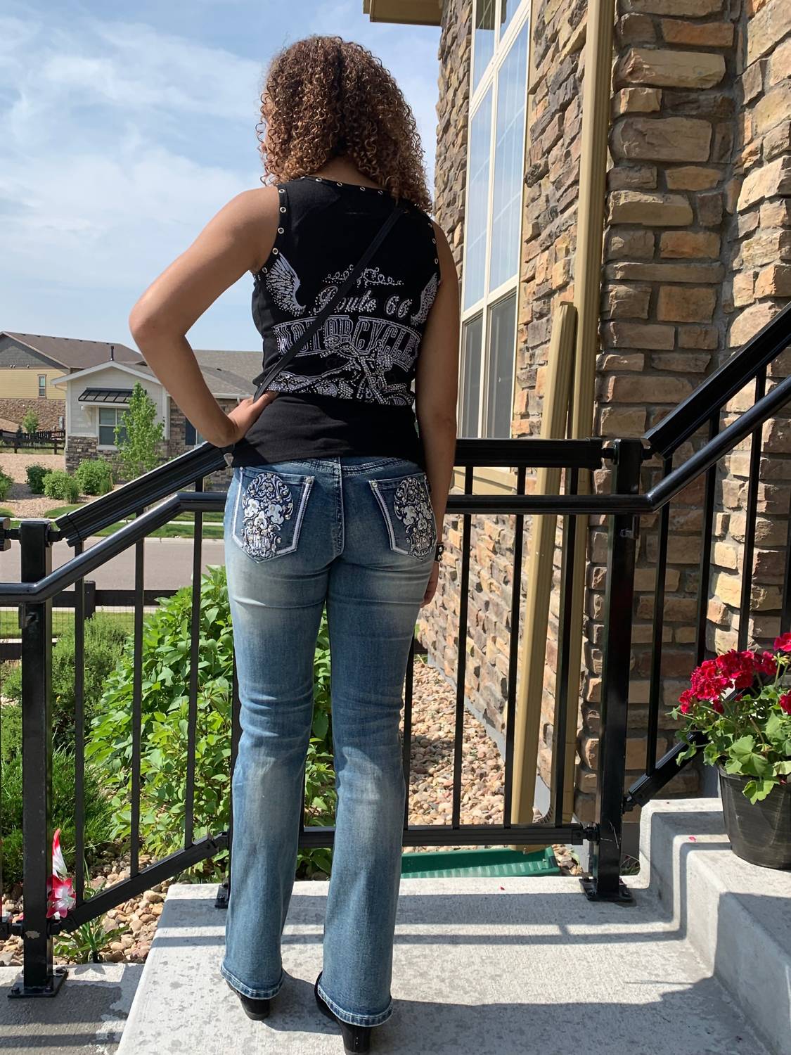Adorable Distressed Skull Jean