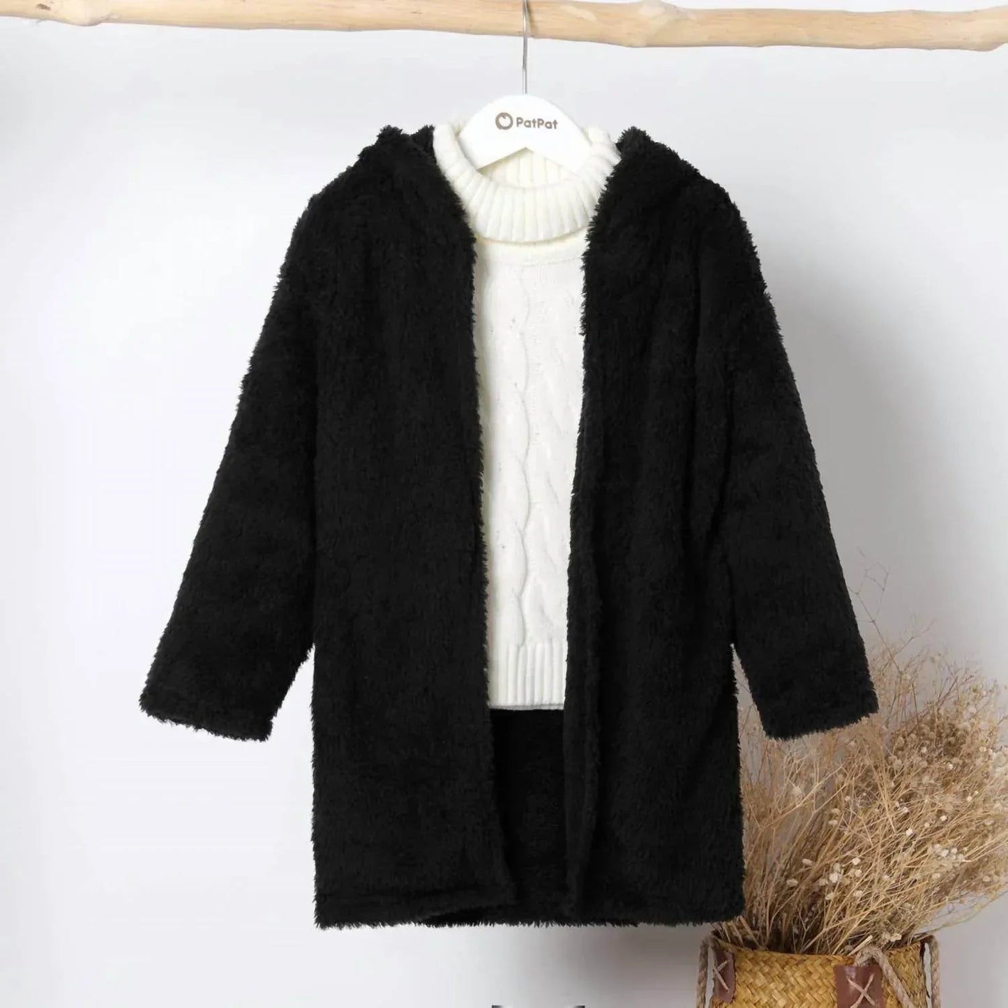 Kids Hooded Fuzzy Coat