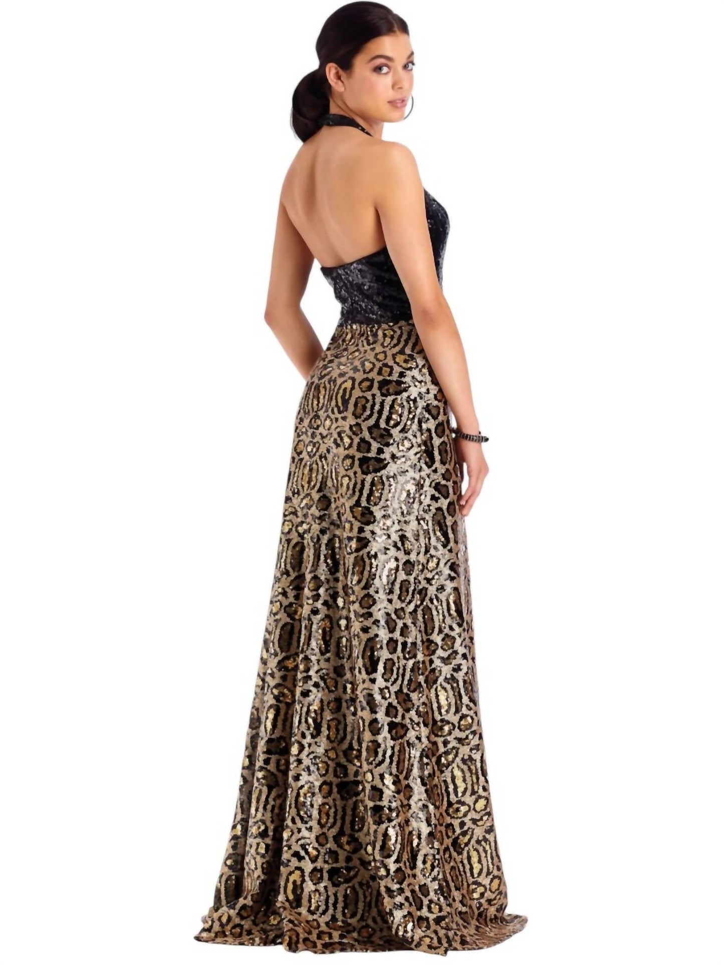 Sequin Animal Print Evening Gown