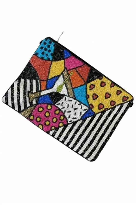 Women's Martini Pop Art Beaded Clutch