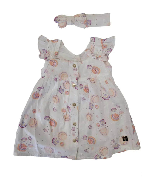 Mädchenkleid aus Perkal mit Muscheldruck