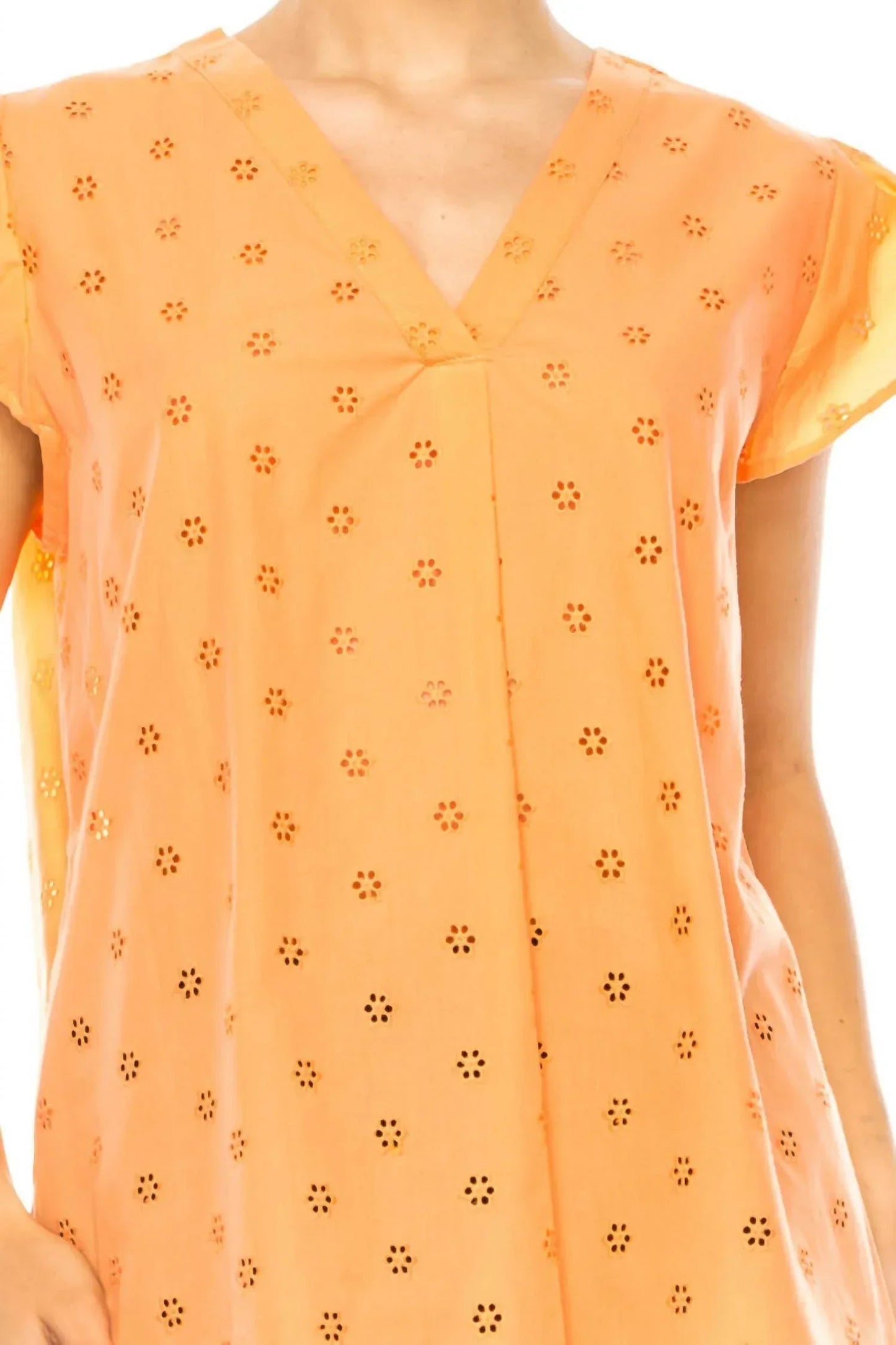 Floral Eyelet Cap Sleeve Top