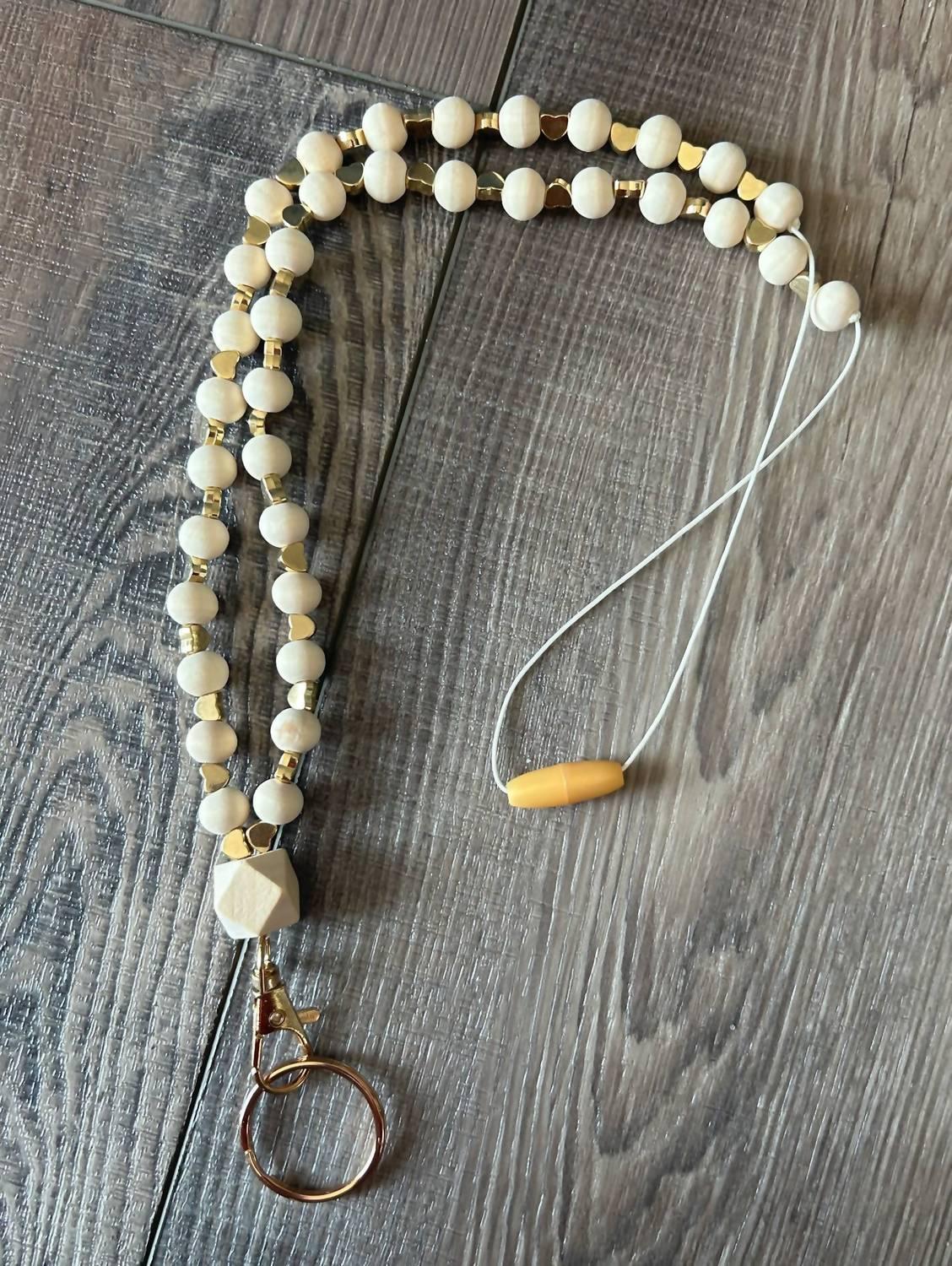 Women's Heart Beaded Teacher Nurse Lanyard With Breakaway Clasp