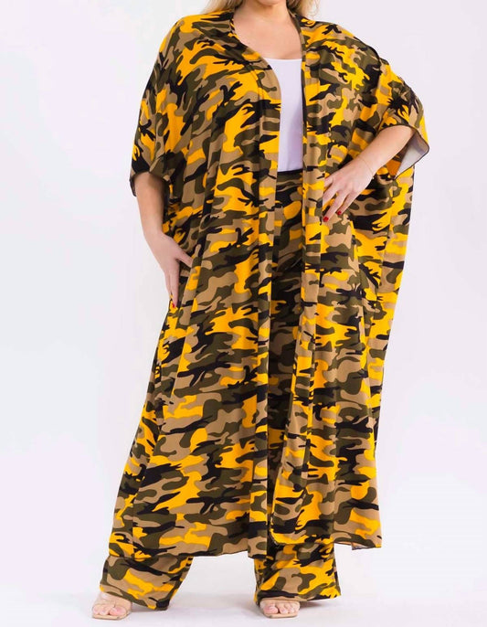 Camo Print Kaftan And Pants Set