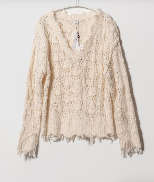 Women's Deconstructed Pointelle Pullover