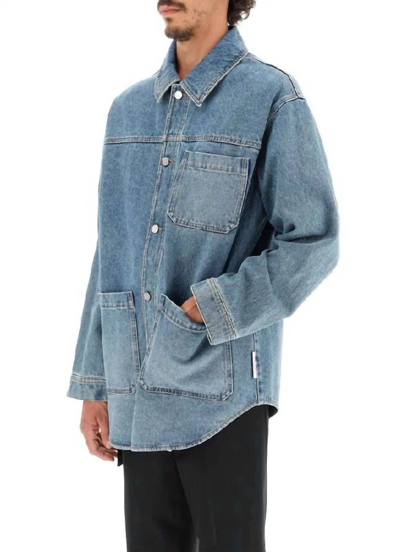 Maxi V-logo Denim Shirt