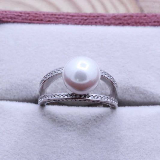 Women's Cradled Pearl Crystals Ring
