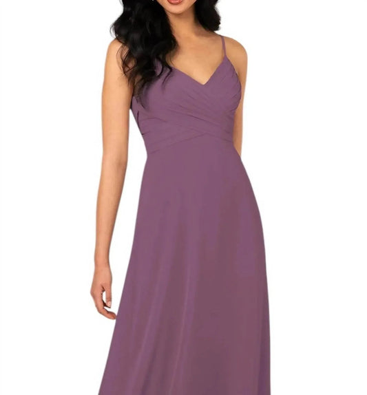 Classic V-Neckline Chiffon Bridesmaid Dress with Floor-Length Skirt